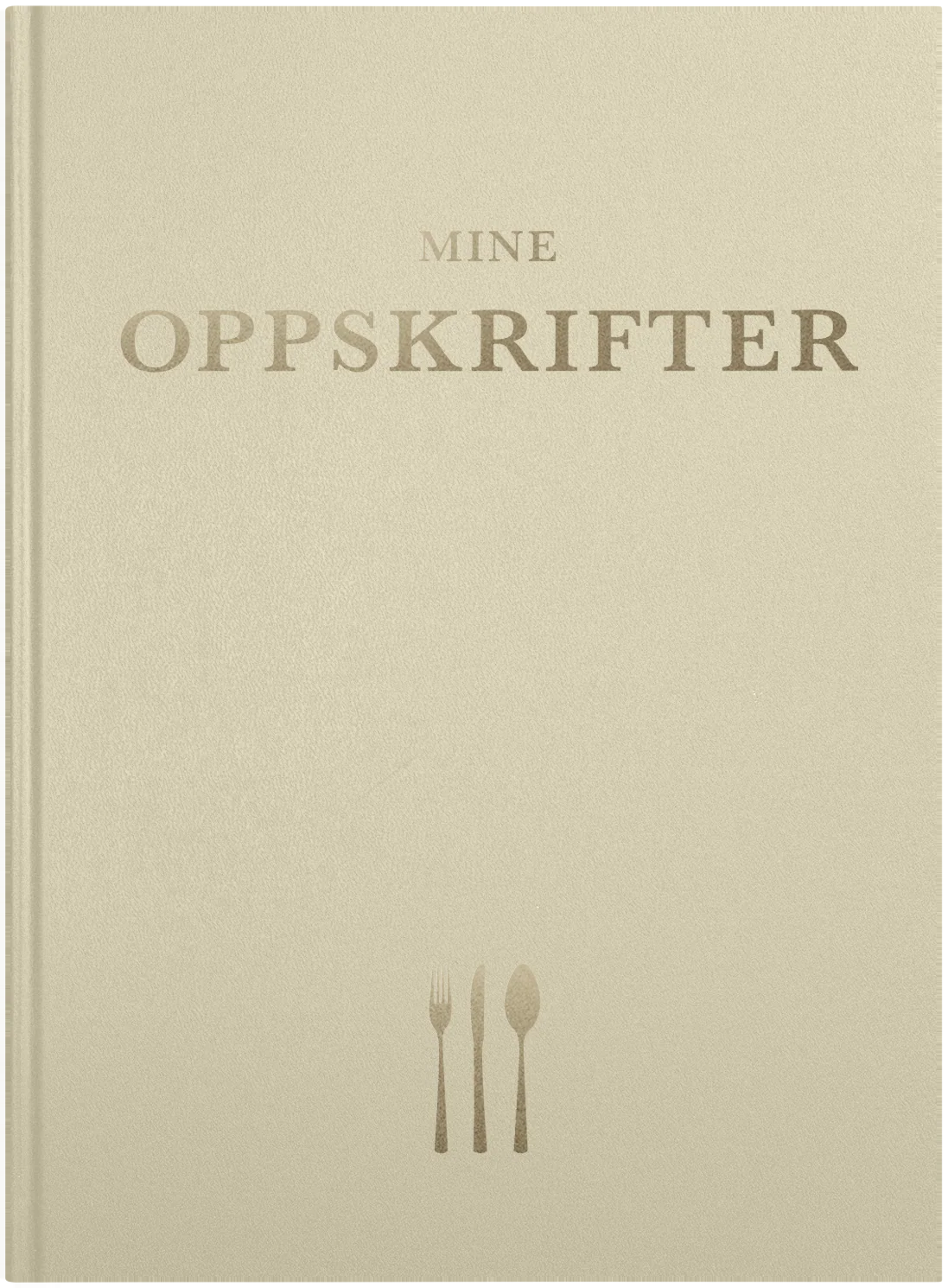 Mine oppskrifter, beige stoffbundet bok
