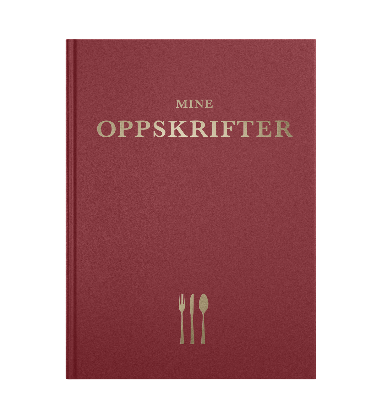 Mine oppskrifter i burgunder — stoffbundet oppskriftsbok